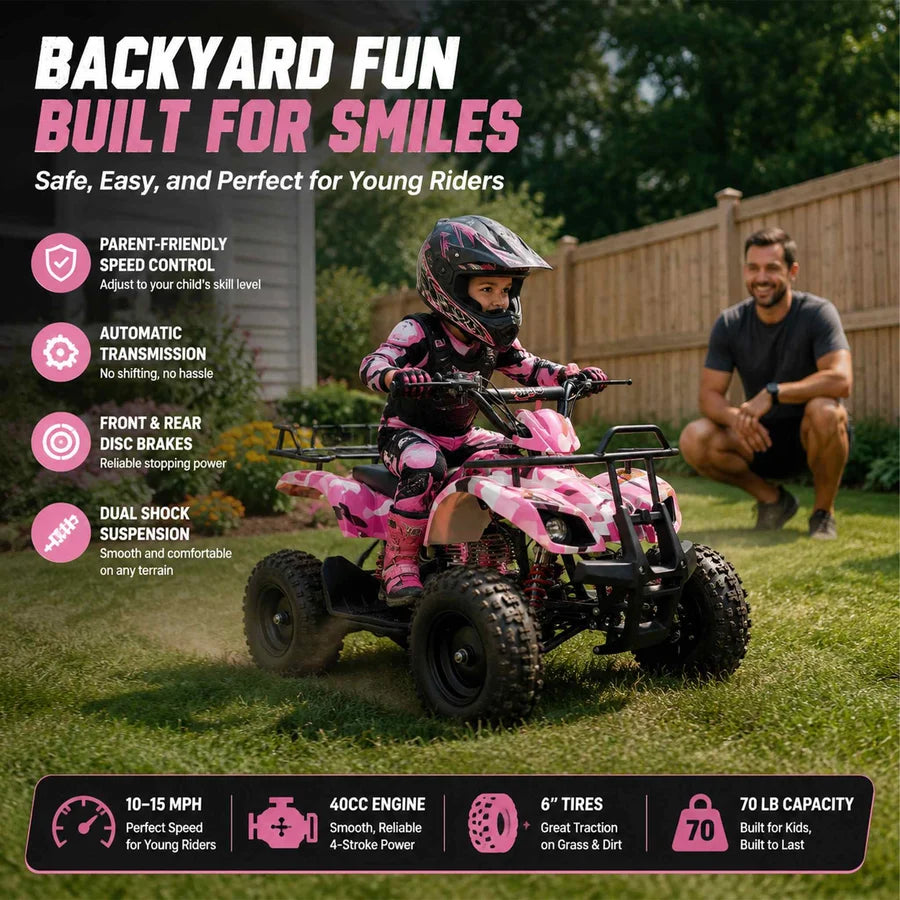 X-PRO SCOUT 40cc ATV with Chain Transmission, Pull start! Disc Brake! 6in Tires!
