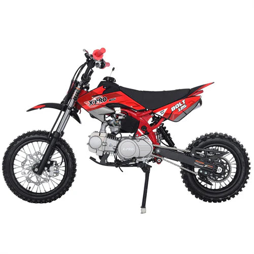 X-PRO Bolt 125cc Dirt Bike with 4-Speed Manual Transmission, Kick Start, Big 14in/12in Tires! Zongshen Brand Engine!