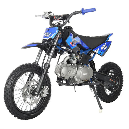 X-PRO Bolt 125cc Dirt Bike with 4-Speed Semi-Automatic Transmission, Kick Start, Big 14in/12in Tires! Zongshen Brand Engine!
