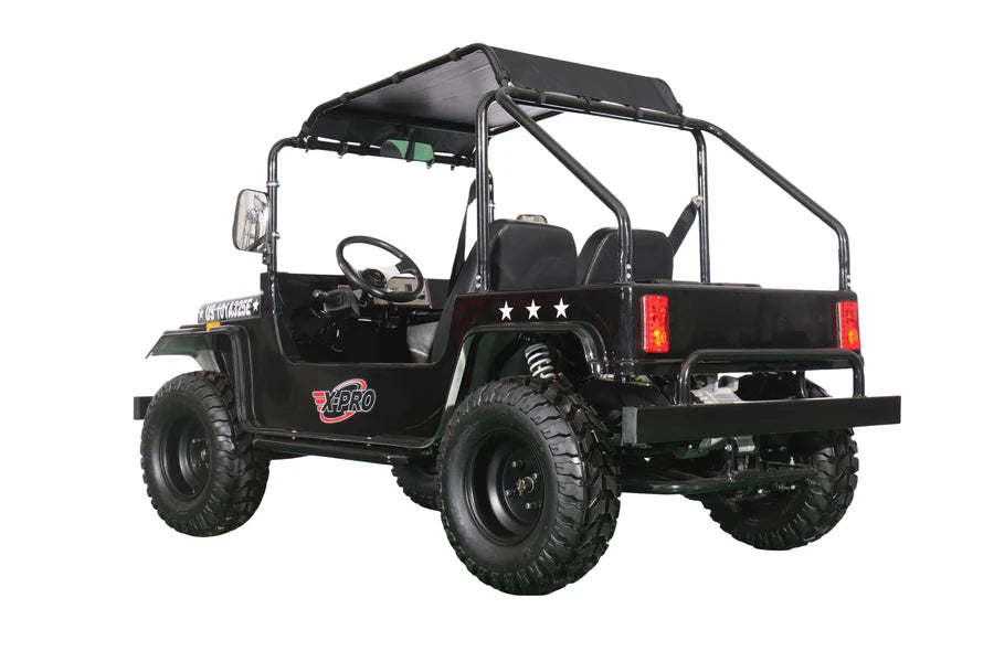X-PRO Ridge 200 Jeep with CVT Transmission w/Reverse! with Windshield & Soft Top, 4-Wheel Disc Brakes, Big 20.5” Wheels!