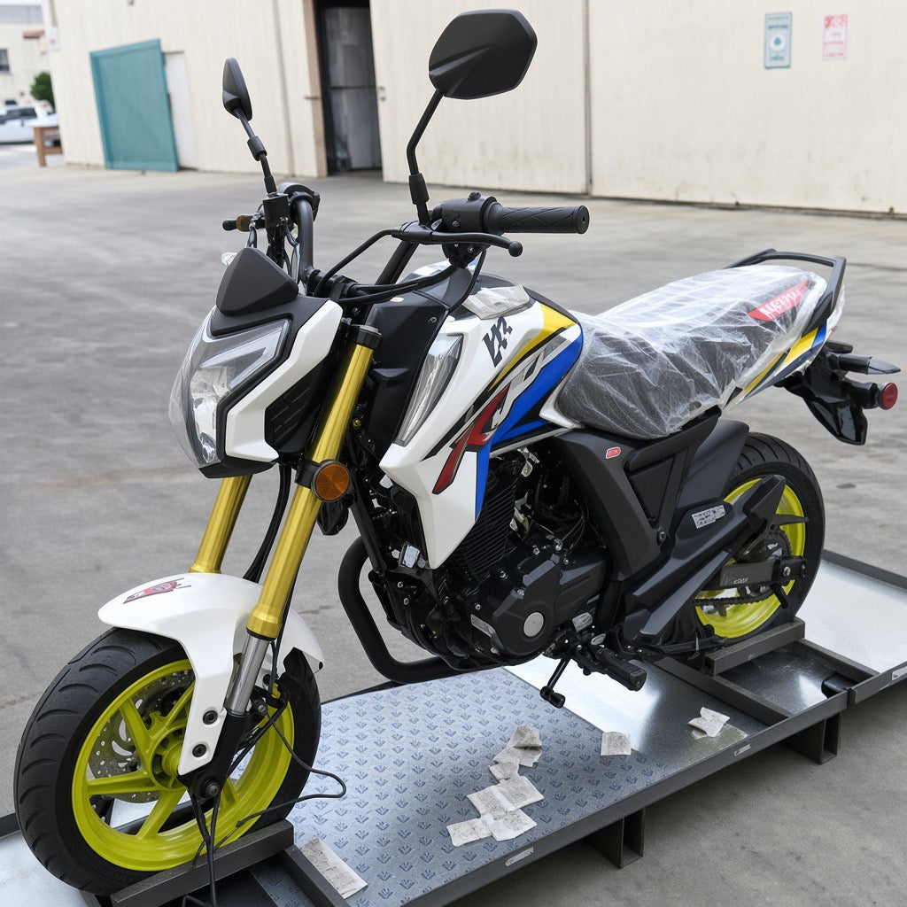 X-PRO KP MINI 150cc Street Motorcycle with 5-Speed Manual Transmission, Electric Start! 12" Wheels! Assembled In Crate!