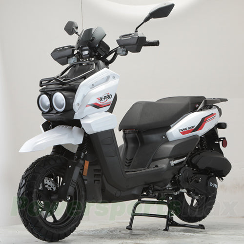 X-PRO TANK 200 EFI Electronic Fuel Injection Moped Scooter with 12" Alloy Wheels! LED Lights!