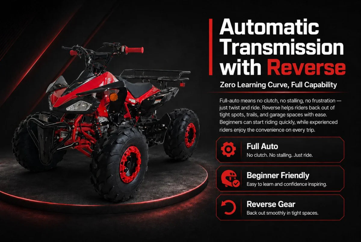 X-PRO Leopard 125cc ATV with Automatic Transmission w/Reverse, Remote Control! Big 19in/18inTires!