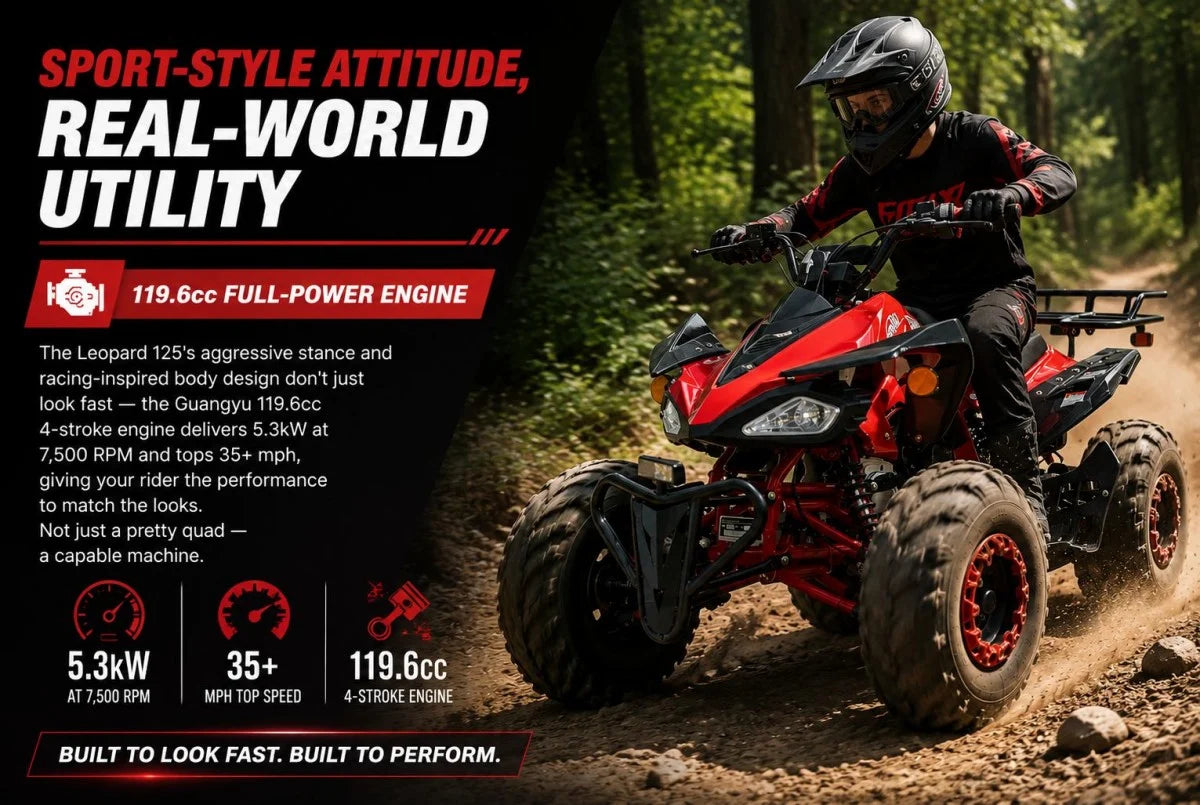 X-PRO Leopard 125cc ATV with Automatic Transmission w/Reverse, Remote Control! Big 19in/18inTires!