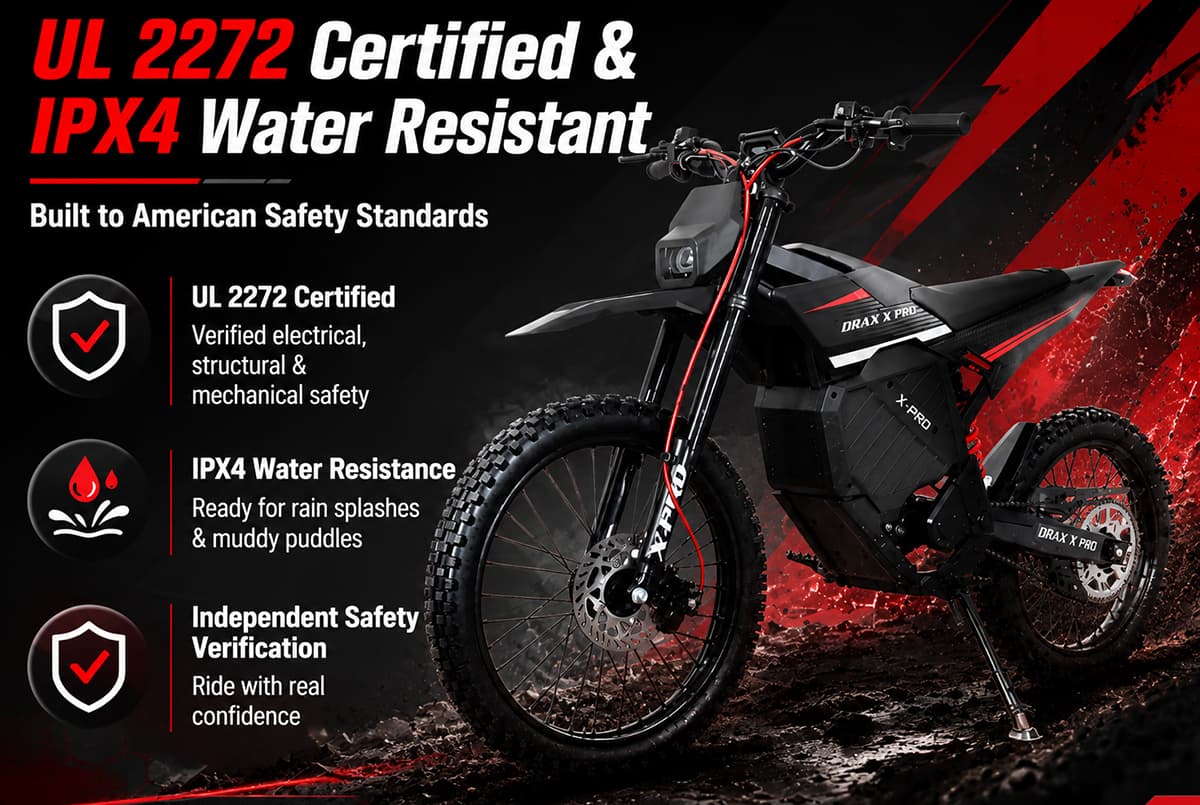 X-PRO DRAX X PRO 6600W 72V/30AH Teens Adults Electric Dirt Bike with Front LED Light! 19"/17" Wheels!