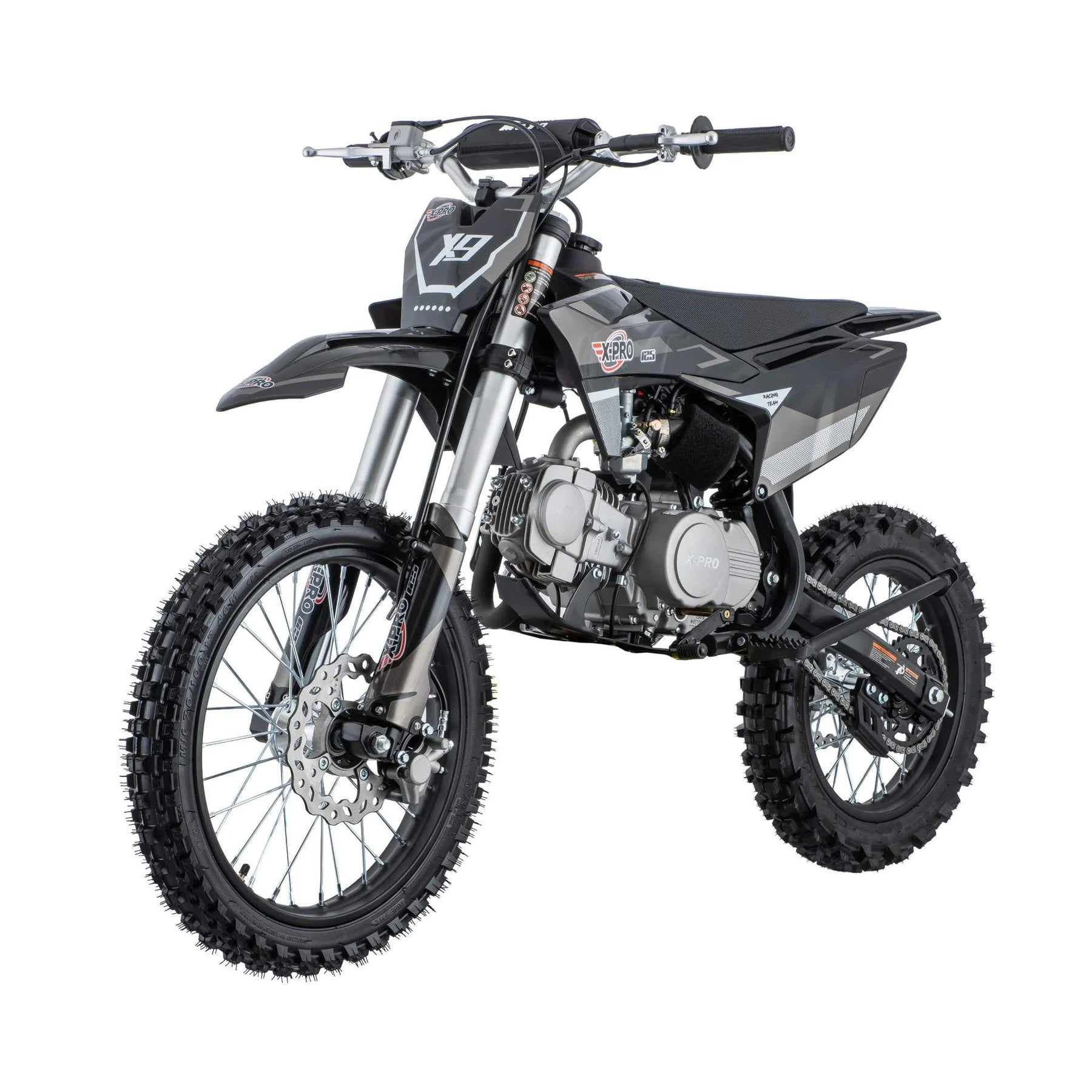 X-PRO X9 125cc Dirt Bike with 4-Speed Manual Transmission, Kick Start, Big 17in/14in Tires! Zongshen Brand Engine!